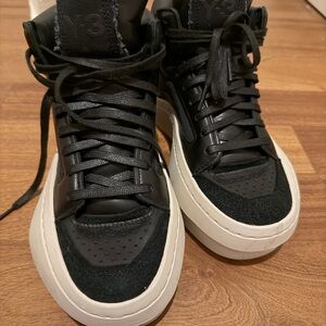 Y-3 Black and White High-Top Sneakers
